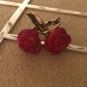 Coral rose drop earrings.